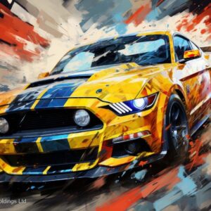Colour in the Quiet Quarter Yellow Mustang Art Print